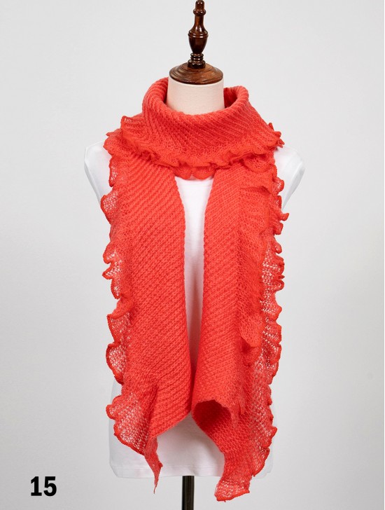 Long Knitted Ruffle Scarf